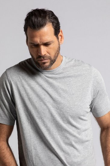JP1880 702637 Tričko s okrúhlym výstrihom 2 kusy Sivá melír - Tričká - Nadrozmerné tričká - 2XL-14XL