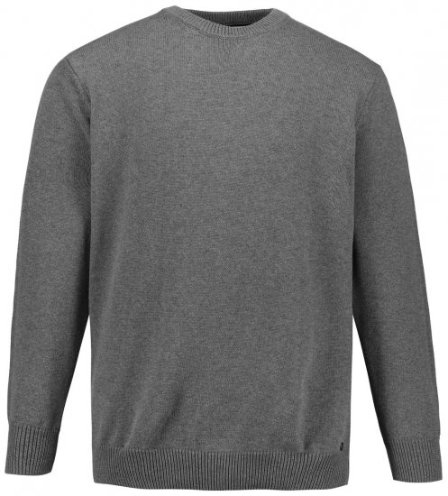 JP1880 708261 Pletený sveter s okrúhlym výstrihom Sivý melír - Mikiny & mikiny bez kapucne - Mikiny & Mikiny s Kapucňou 2XL-12XL