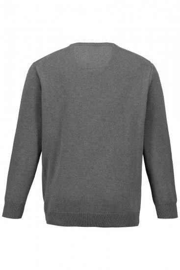 JP1880 708261 Pletený sveter s okrúhlym výstrihom Sivý melír - Mikiny & mikiny bez kapucne - Mikiny & Mikiny s Kapucňou 2XL-12XL