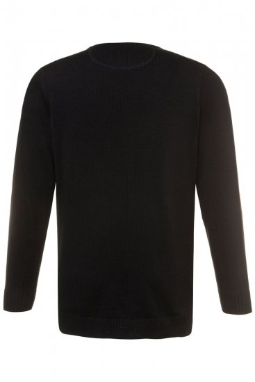 JP1880 708261 Pletený sveter s okrúhlym výstrihom Čierna - Mikiny & mikiny bez kapucne - Mikiny & Mikiny s Kapucňou 2XL-12XL