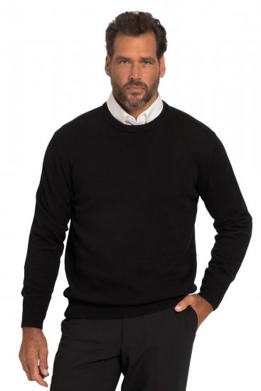 JP1880 708261 Pletený sveter s okrúhlym výstrihom Čierna - Mikiny & mikiny bez kapucne - Mikiny & Mikiny s Kapucňou 2XL-12XL