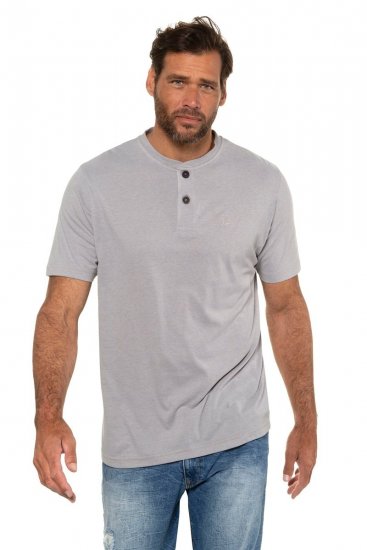 JP1880 708420 Tričko Henley 2 kusy Sivá melír - Tričká - Nadrozmerné tričká - 2XL-14XL