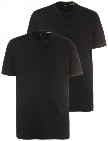 JP1880 708420 Tričko Henley 2 kusy Čierna - Tričká - Nadrozmerné tričká - 2XL-14XL