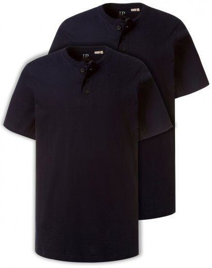 JP1880 708420 Tričko Henley 2 kusy Tmavomodrá - Tričká - Nadrozmerné tričká - 2XL-14XL