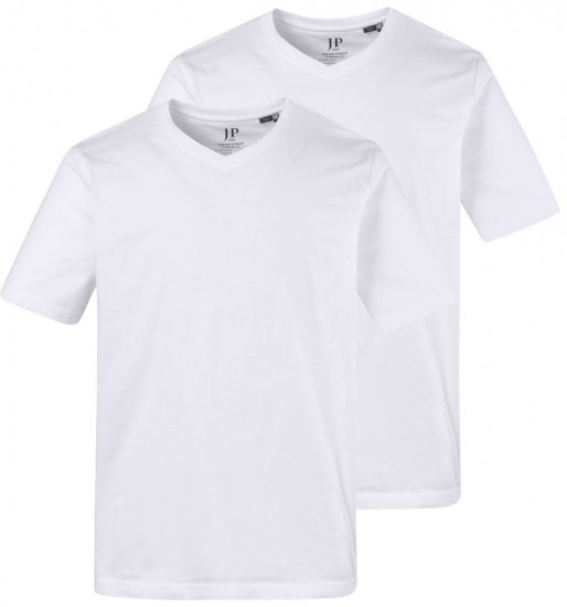 JP1880 711318 Tričko s véčkovým výstrihom 2 kusy Biela - Tričká - Nadrozmerné tričká - 2XL-14XL