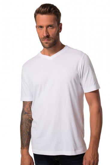 JP1880 711318 Tričko s véčkovým výstrihom 2 kusy Biela - Tričká - Nadrozmerné tričká - 2XL-14XL
