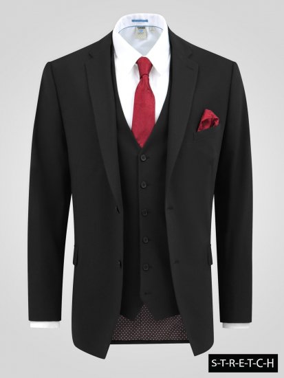 D555 Ted 4 Way Stretch Tailored Suit Jacket Čierna - Obleky - Obleky 2XL-8XL