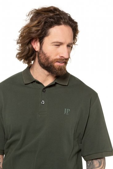 JP1880 712617 Polokošeľa so strihom na bruško Tmavo olivová - Polokošele - Polokošele 2XL-8XL