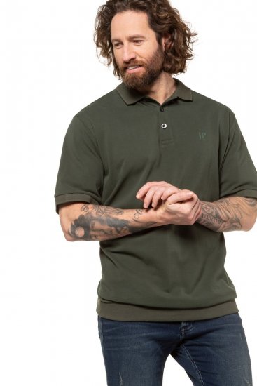 JP1880 712617 Polokošeľa so strihom na bruško Tmavo olivová - Polokošele - Polokošele 2XL-8XL