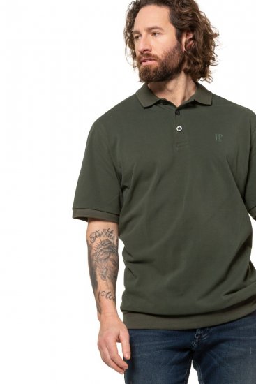 JP1880 712617 Polokošeľa so strihom na bruško Tmavo olivová - Polokošele - Polokošele 2XL-8XL