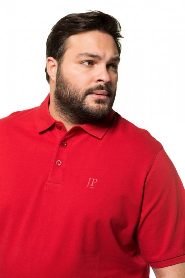 JP1880 712617 Polokošeľa so strihom na bruško Čili červená - Polokošele - Polokošele 2XL-8XL