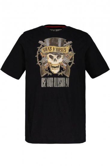 JP1880 Guns N’ Roses Skull Comfort Fit Band T-Shirt Black - Tričká - Nadrozmerné tričká - 2XL-14XL