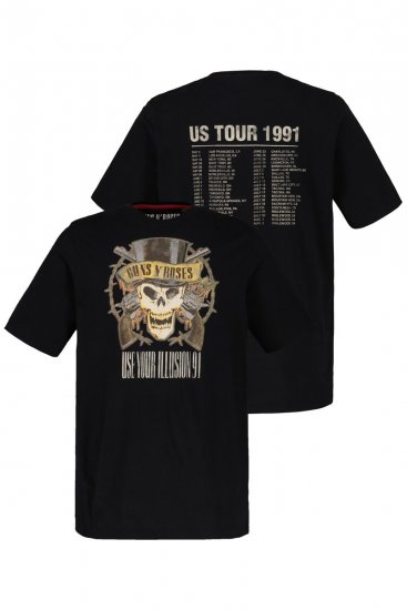 JP1880 Guns N’ Roses Skull Comfort Fit Band T-Shirt Black - Tričká - Nadrozmerné tričká - 2XL-14XL