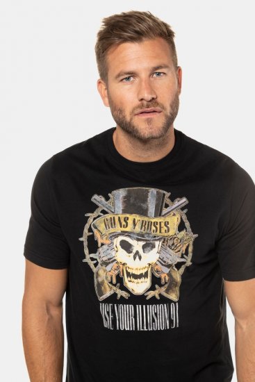 JP1880 Guns N’ Roses Skull Comfort Fit Band T-Shirt Black - Tričká - Nadrozmerné tričká - 2XL-14XL