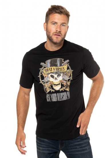 JP1880 Guns N’ Roses Skull Comfort Fit Band T-Shirt Black - Tričká - Nadrozmerné tričká - 2XL-14XL