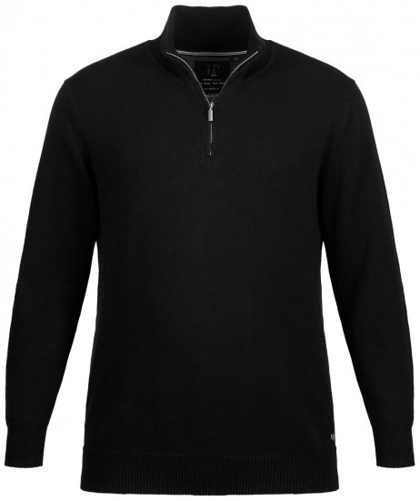 JP1880 716842 Pletený sveter so zipsom pri krku Čierna - Mikiny & mikiny bez kapucne - Mikiny & Mikiny s Kapucňou 2XL-12XL
