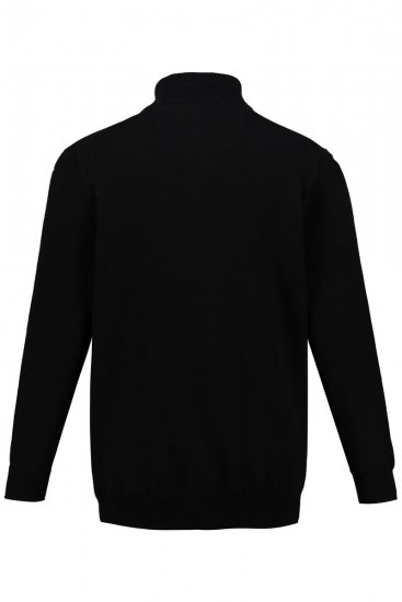 JP1880 716842 Pletený sveter so zipsom pri krku Čierna - Mikiny & mikiny bez kapucne - Mikiny & Mikiny s Kapucňou 2XL-12XL