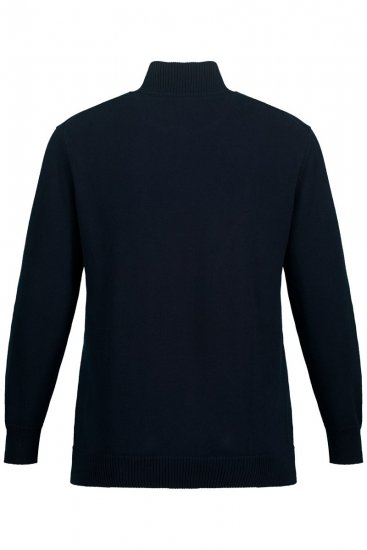 JP1880 716842 Pletený sveter so zipsom pri krku Tmavomodrá - Mikiny & mikiny bez kapucne - Mikiny & Mikiny s Kapucňou 2XL-12XL