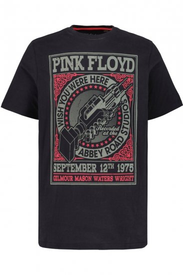JP1880 Pink Floyd Retro Graphic Comfort Fit Band T-Shirt Black - Tričká - Nadrozmerné tričká - 2XL-14XL