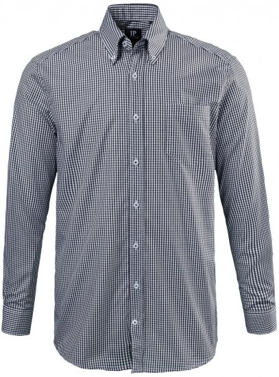 JP1880 722859 Károvaná košeľa s dlhým rukávom Čierna - Košele - Košele 2XL-10XL