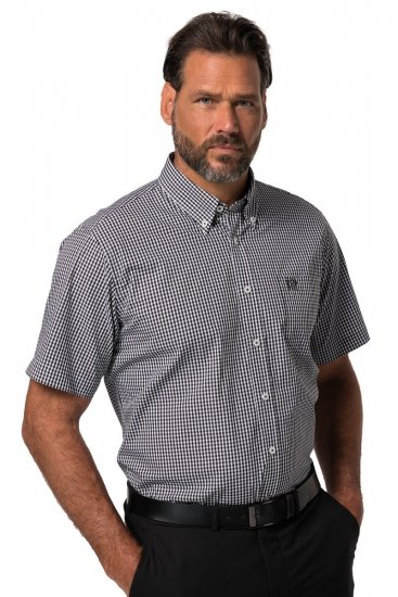 JP1880 722860 Károvaná košeľa s krátkym rukávom Čierna - Košele - Košele 2XL-10XL