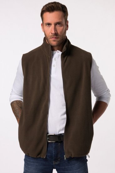 JP1880 Fleece Vest Stand-up Collar Brown - Bundy - Bundy Nadmerné Veľkosti 2XL-8XL