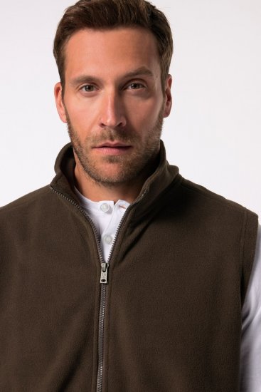 JP1880 Fleece Vest Stand-up Collar Brown - Bundy - Bundy Nadmerné Veľkosti 2XL-8XL