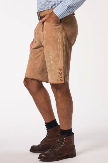 JP1880 Premium Goat Suede Staghorn Embroidery Shorts Leather Brown - JP1880 - JP1880 Pánske Oblečenie Veľké Veľkosti