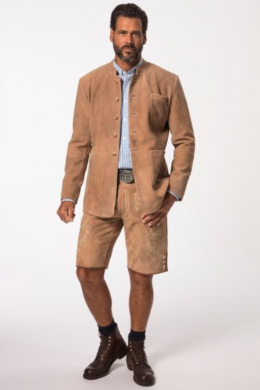 JP1880 Premium Goat Suede Staghorn Embroidery Shorts Leather Brown - JP1880 - JP1880 Pánske Oblečenie Veľké Veľkosti