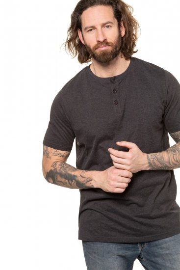 JP1880 726695 Tričko Henley Tmavosivá - Tričká - Nadrozmerné tričká - 2XL-14XL