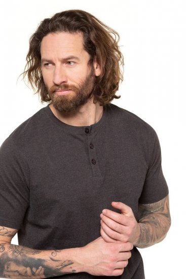 JP1880 726695 Tričko Henley Tmavosivá - Tričká - Nadrozmerné tričká - 2XL-14XL