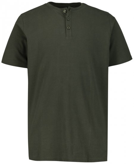 JP1880 726695 Tričko Henley Tmavo olivová - Tričká - Nadrozmerné tričká - 2XL-14XL
