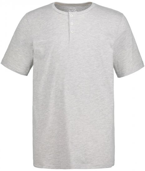 JP1880 726695 Tričko Henley Sivá melír - Tričká - Nadrozmerné tričká - 2XL-14XL
