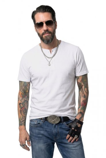 JP1880 726695 Tričko Henley Biela - Tričká - Nadrozmerné tričká - 2XL-14XL