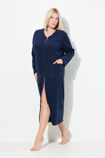 Ulla Popken 749967 Froté župan na zips Tmavomodrá - Župany - 