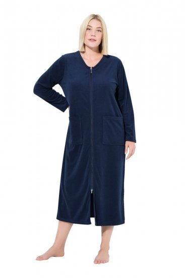 Ulla Popken 749967 Froté župan na zips Tmavomodrá - Župany - 