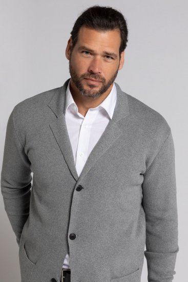 JP1880 Milano Flexnamic Pletené sako Sivá melír - Obleky - Obleky 2XL-8XL