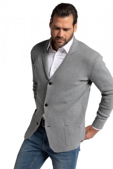 JP1880 Milano Flexnamic Pletené sako Sivá melír - Obleky - Obleky 2XL-8XL