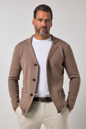JP1880 Milano Flexnamic Pletené sako Orechovo hnedá - Obleky - Obleky 2XL-8XL