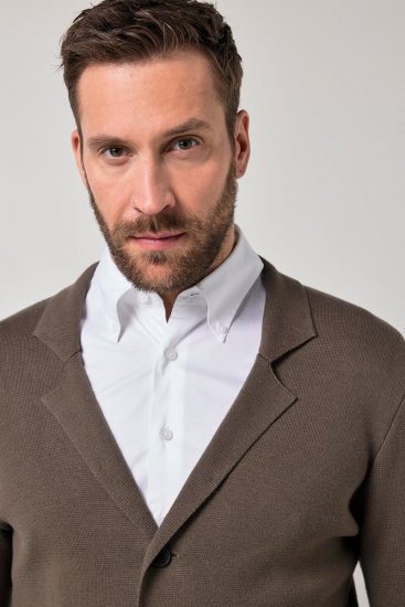 JP1880 Milano Flexnamic Pletené sako Khaki hnedá - Obleky - Obleky 2XL-8XL