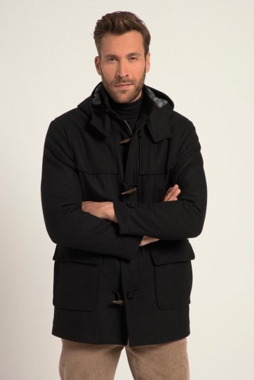 JP1880 Dufflecoat Water-repellent Black - Bundy - Bundy Nadmerné Veľkosti 2XL-8XL