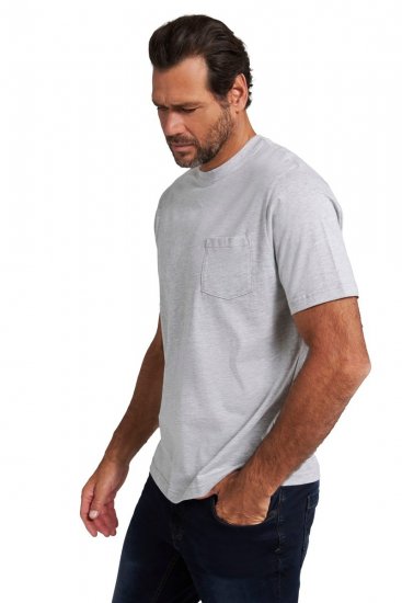 JP1880 799997 Tričko s náprsným vreckom Sivá melír - Tričká - Nadrozmerné tričká - 2XL-14XL