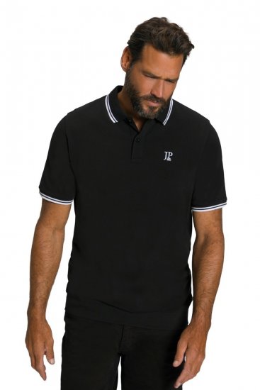 JP1880 802789 Polokošeľa s bielym kontrastným golierom Čierna - Polokošele - Polokošele 2XL-8XL