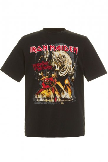 JP1880 Iron Maiden - Number of the Beast Graphic Comfort Fit Band T-Shirt Black - Tričká - Nadrozmerné tričká - 2XL-14XL
