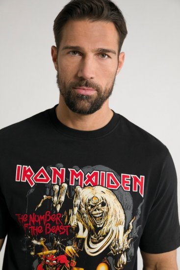 JP1880 Iron Maiden - Number of the Beast Graphic Comfort Fit Band T-Shirt Black - Tričká - Nadrozmerné tričká - 2XL-14XL