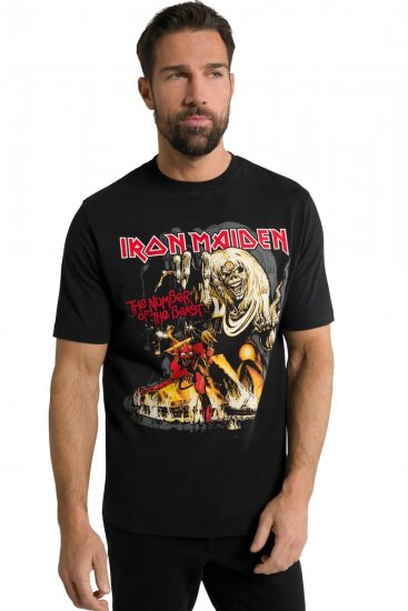JP1880 Iron Maiden - Number of the Beast Graphic Comfort Fit Band T-Shirt Black - Tričká - Nadrozmerné tričká - 2XL-14XL