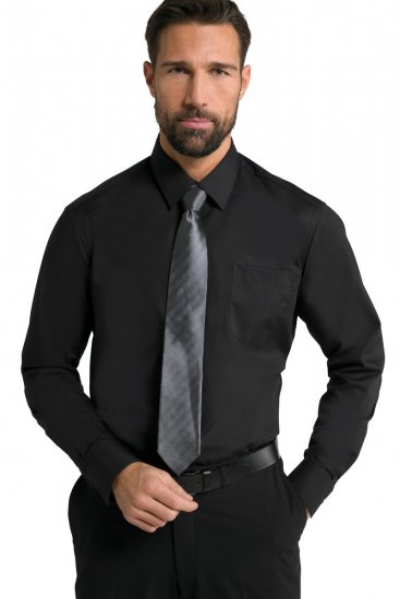 JP1880 Shirt Business Kent Collar Long Sleeve Black TALL - PÁNSKE OBLEČENIE MT-6XLT - Veľkosti pre VYSOKÝCH