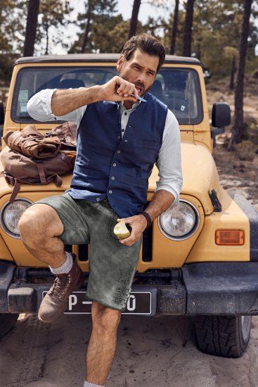 JP1880 Mottled Stretch Knit Stand-up Collar Vest Navy Blue - Bundy - Bundy Nadmerné Veľkosti 2XL-8XL