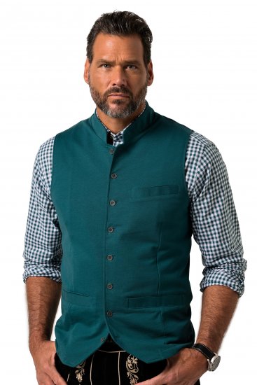JP1880 Mottled Stretch Knit Stand-up Collar Vest Turquoise Blue - Trachten & Oktoberfest - Oktoberfest kostýmy vo veľkých veľkostiach (Trachten)