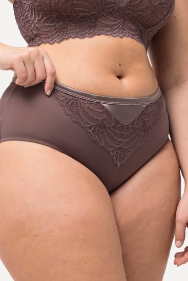 Ulla Popken 811602 Nohavičky s čipkou Hnedá - Nohavičky - 